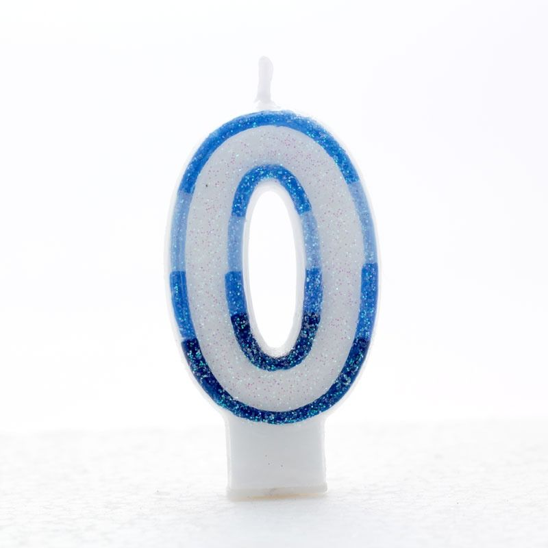 0 Blue Coloured Number Candle Pack of 6