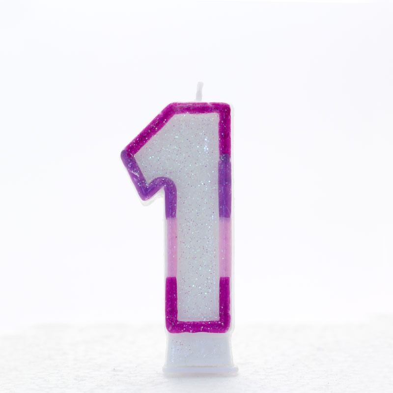 1 Pink Coloured Number Candle Pack of 6