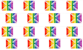 10M WITH 24 FLAGS POLYESTER RAINBOW UNION JACK BUNTING