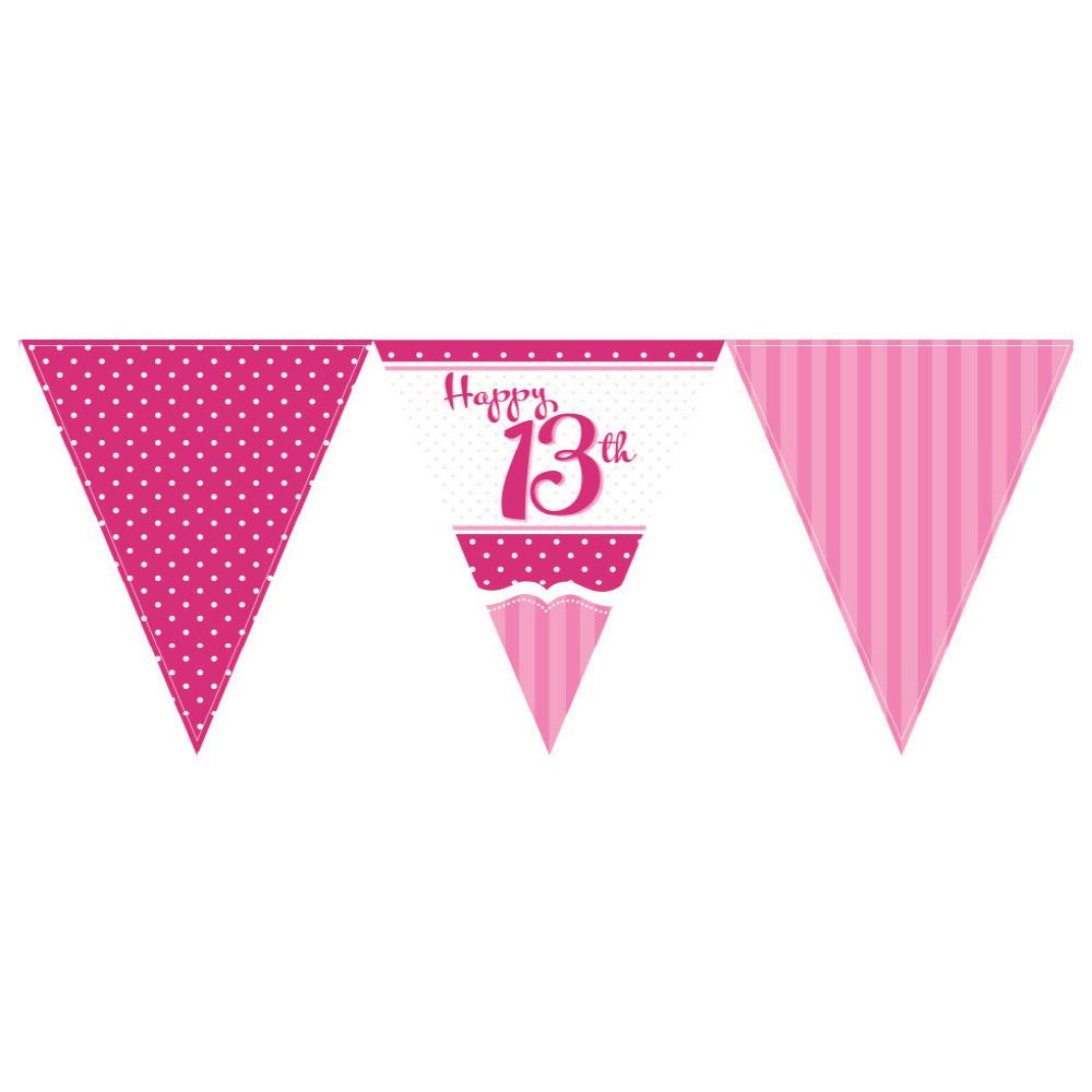 13th Birthday Perfectly Pink Flag Bunting