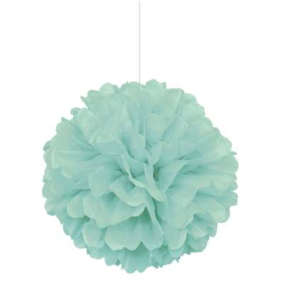 16 Inch Mint Solid Hanging Tissue Pom Pom