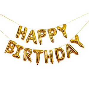 Happy Birthday Gold  16 Inch Balloon Garland