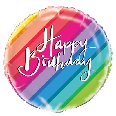 18" Balloons & Rainbow Birthday Round Foil Balloon