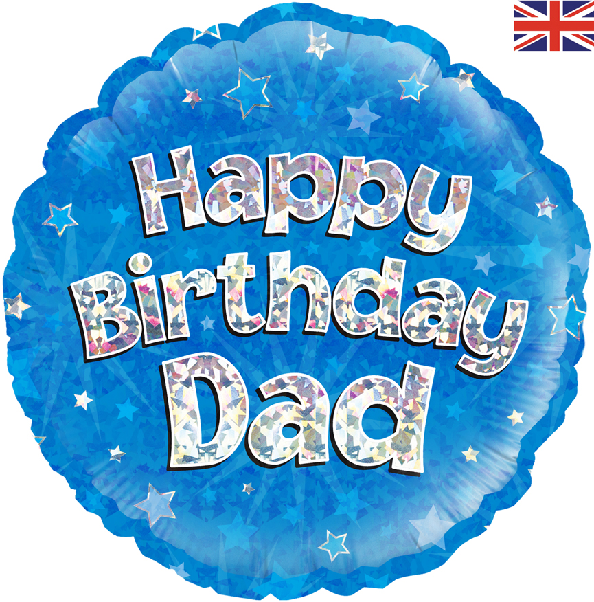 18" Happy Birthday Dad Blue Holographic