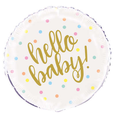 18" HELLO BABY GOLD BS FOIL BALLOON