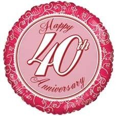 18" Happy 40th Anniversary Foil Balloon