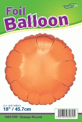 18" Orange Round Foil Balloon Packaged