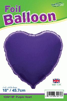 18" Purple Heart Shape Foil Balloons Pack of 5