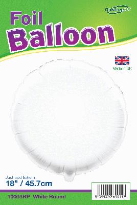 18" White Round Shape Foil Balloons Pack of 5