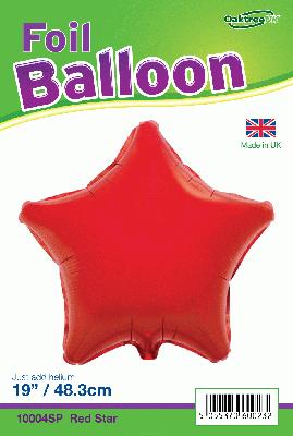 19" Red Star Foil Balloon Packaged