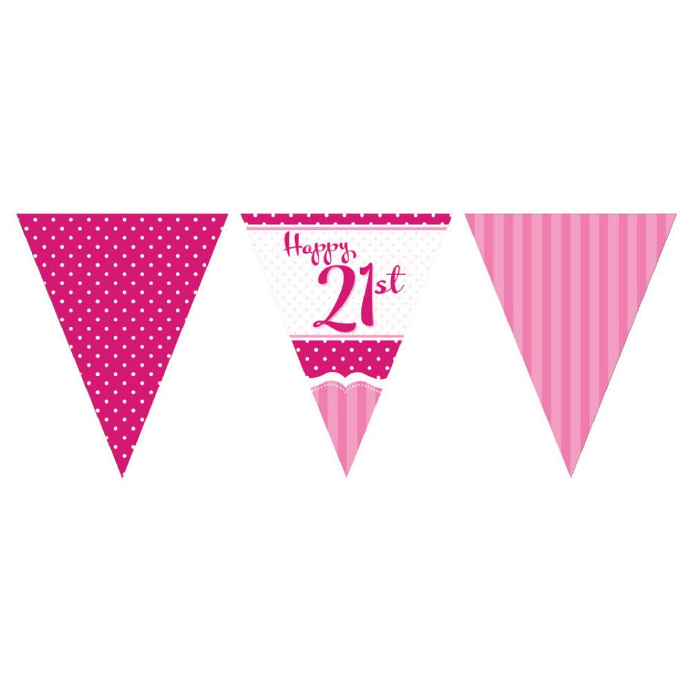 21st Birthday Perfectly Pink Flag Bunting