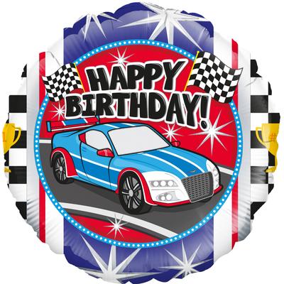 Sport Cars Happy Birthday Metallic Foil Balloon - 18"