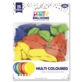 25PK Party Balloons Multi  Colour
