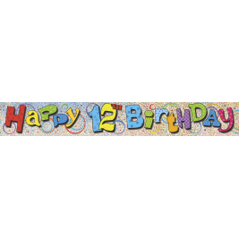 12th Birthday Prism Foil Banner 12ft