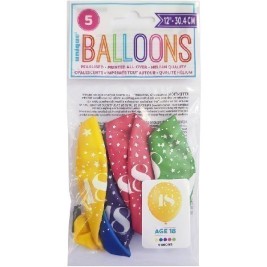 Number 18 12" Latex Balloons 5ct