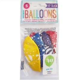 Number 40 12" Latex Balloons 5ct