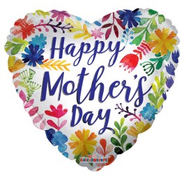 Happy Mothers Day Painted Flowers Foil Balloon - 18 Inches