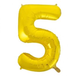 Gold Number 5 Shaped Foil Balloon 34", Packaged