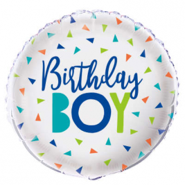18" Confetti Birthday Boy Foil Balloon