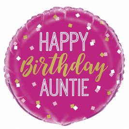 18" Happy Birthday Auntie Foil Balloon