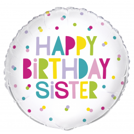 18" Happy Birthday Sister Foil Balloonn
