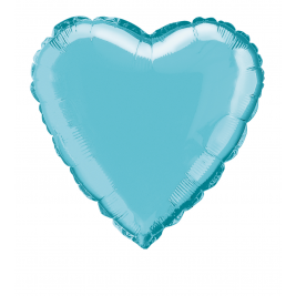 18" HEART SOLID BABY BLUE COLOR FOIL BALLOONS PRINTED 2 SIDES(Sold in 5s)