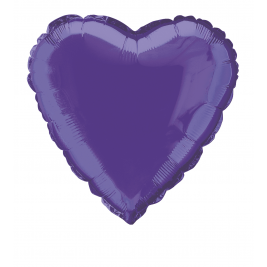 18" HEART SOLID DEEP PURPLE COLOR FOIL BALLOONS PRINTED 2 SIDES(Sold in 5s)