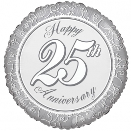 18" Happy 25th Anniversary Foil Balloon
