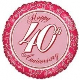 18" Happy 40th Anniversary Foil Balloon