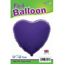 18" Purple Heart Shape Foil Balloons Pack of 5