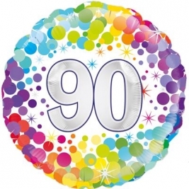 18inches 90th Colourful Confetti Birthday foil Balloon