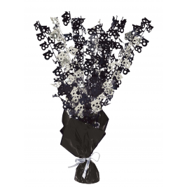 18th Birthday Black & Silver Glitz Foil Balloon Weight Centrepiece