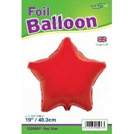 19" Red Star Foil Balloon Packaged