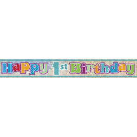 1st Birthday Prism Foil Banner 12ft