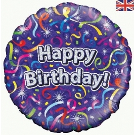 Happy Birthday Streamers Holographic Foil Balloon 18 Inches