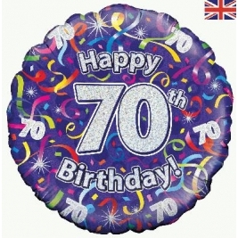 Happy 70th Birthday Streamers Holographic Foil Balloon 18"