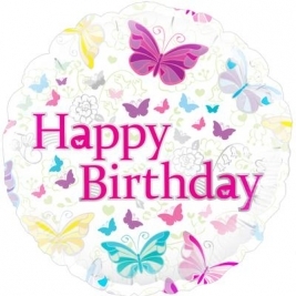 Happy Birthday Butterflies Foil Balloon 18 Inches