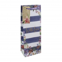 Navy Stripe Floral Bot Gift Bag