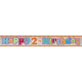 2nd Birthday Prism Foil Banner 12ft