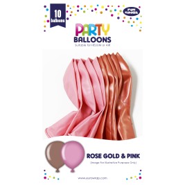 10PK Assorted Pink and Rose Gold Balloons