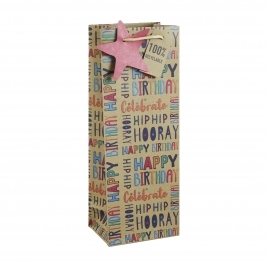 Hip Hip Hooray Kraft Bottle Gift Bag