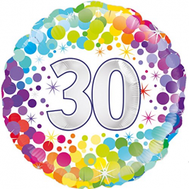 30th Colourful Confetti Birthday 18 Inches Foil Balloon