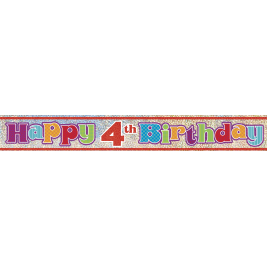 4th Birthday Prism Foil Banner 12ft