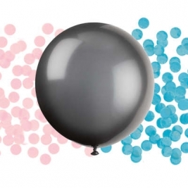 Black Giant Gender Reveal Latex Balloon with Confetti 24"