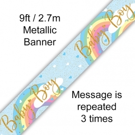 Pastel Rainbow Boy Holographic Banner 9ft