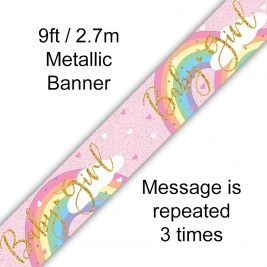 Pastel Rainbow Girl Holographic Banner 9ft