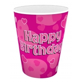 Pink Happy Birthday  9oz Cups - 8pcs