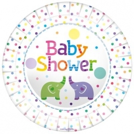 Baby Shower Elephants 9 Inch Plates - 8pcs