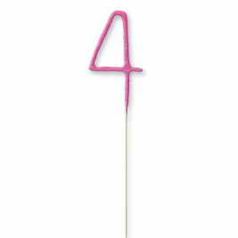 7" Birthday Glitz Pink Number 4 Sparkler