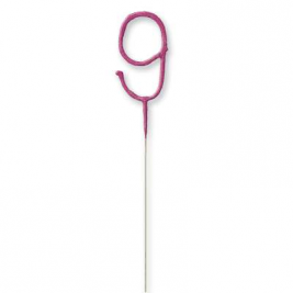 7" Birthday Glitz Pink Number 9 Sparkler